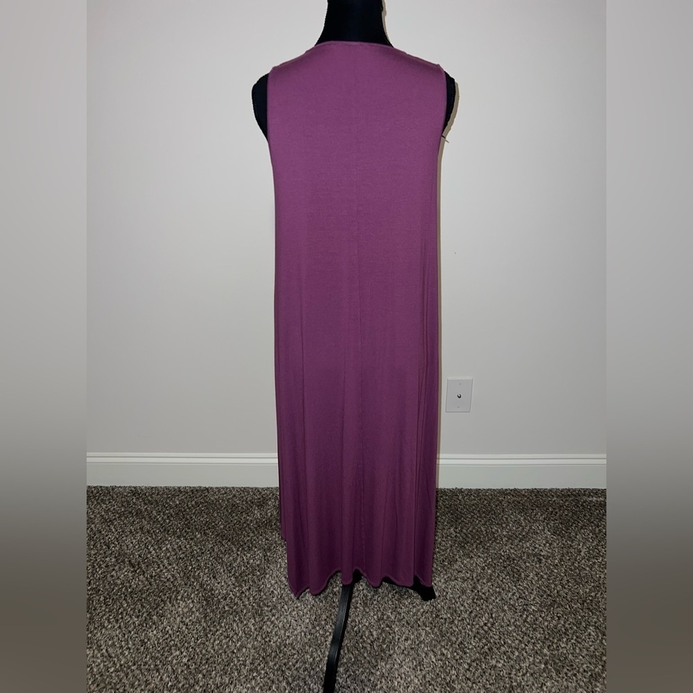 Eileen Fisher Sleeveless Plum high neck hankerchef hem midi Dress XS Resortwear - Picture 5 of 9